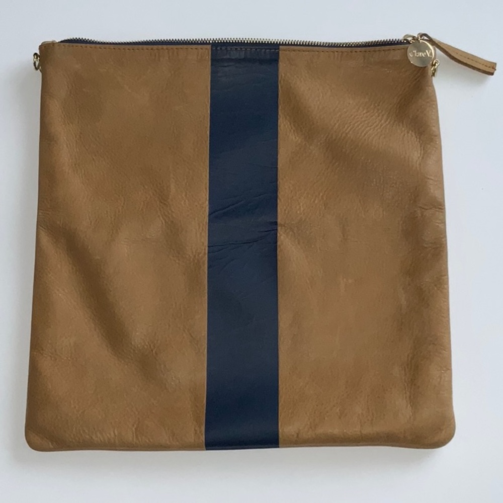 Clare V. Tan Leather foldover cluch